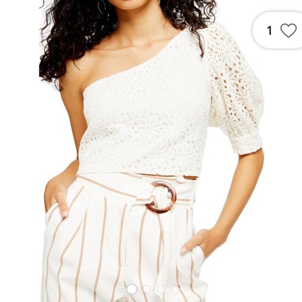 NWT Topshop Eyelet Floral One Shoulder Crop